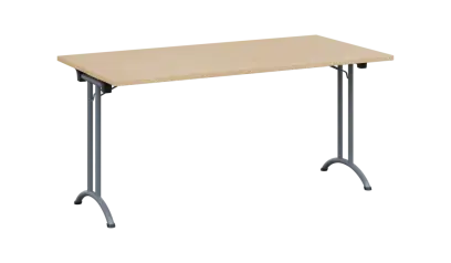 SLA 160 lak skládací jednací stůl 1600x800, deska 25 mm, podnož stříbrný lak, deska bříza světlá